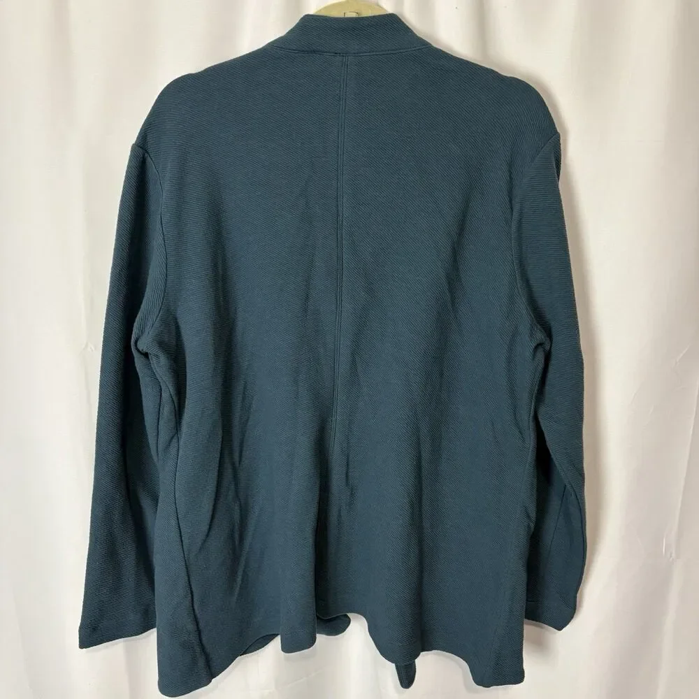 zuda Textured Ponte Blazer W/ Notched Collar Horizon Blue XL Work Office Stretch